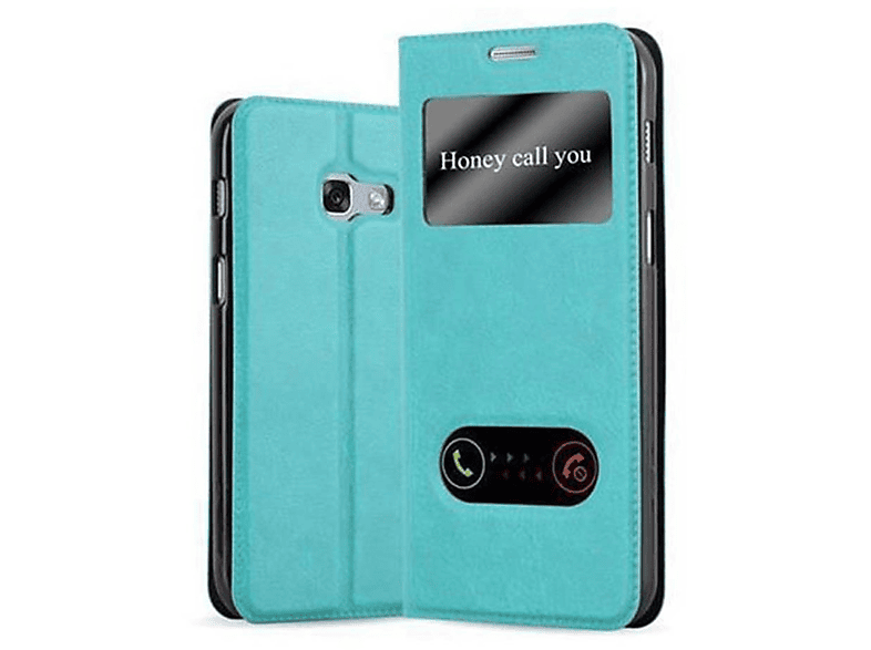 2017, Doppelfenster Galaxy Bookcover, View MINT TÜRKIS A5 Book Samsung, CADORABO Hülle,