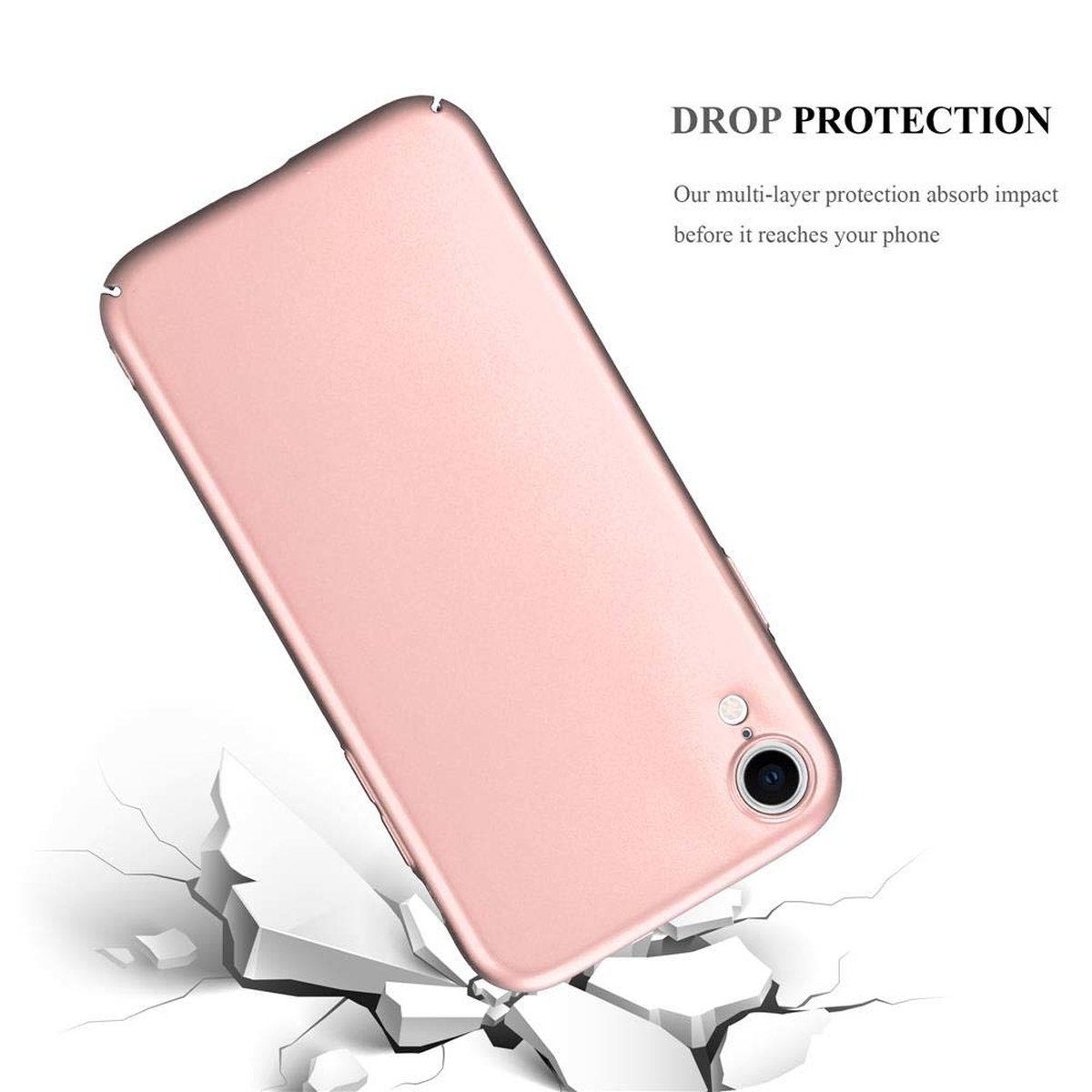 CADORABO Hülle im Case Matt ROSÉ Metall Apple, GOLD Backcover, Style, METALL Hard iPhone XR