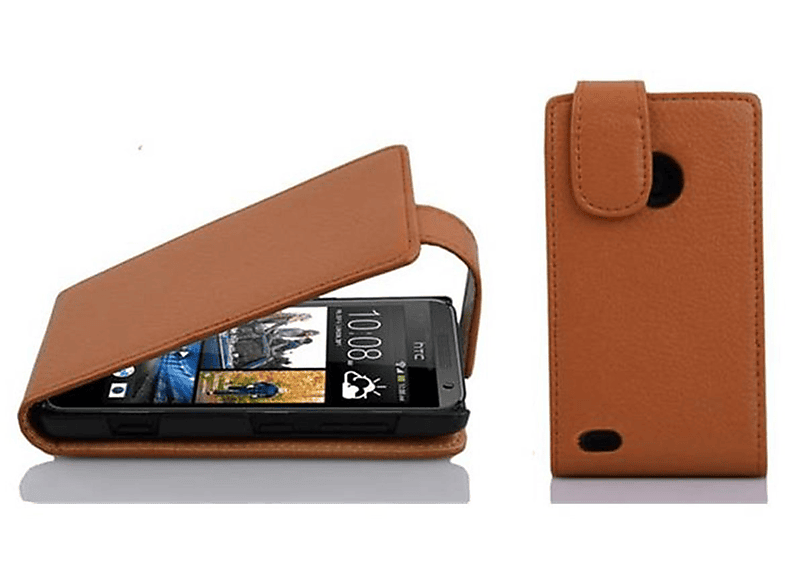 HTC, Flip Flip im CADORABO Desire Schutzhülle Style, 300, Cover, BRAUN COGNAC