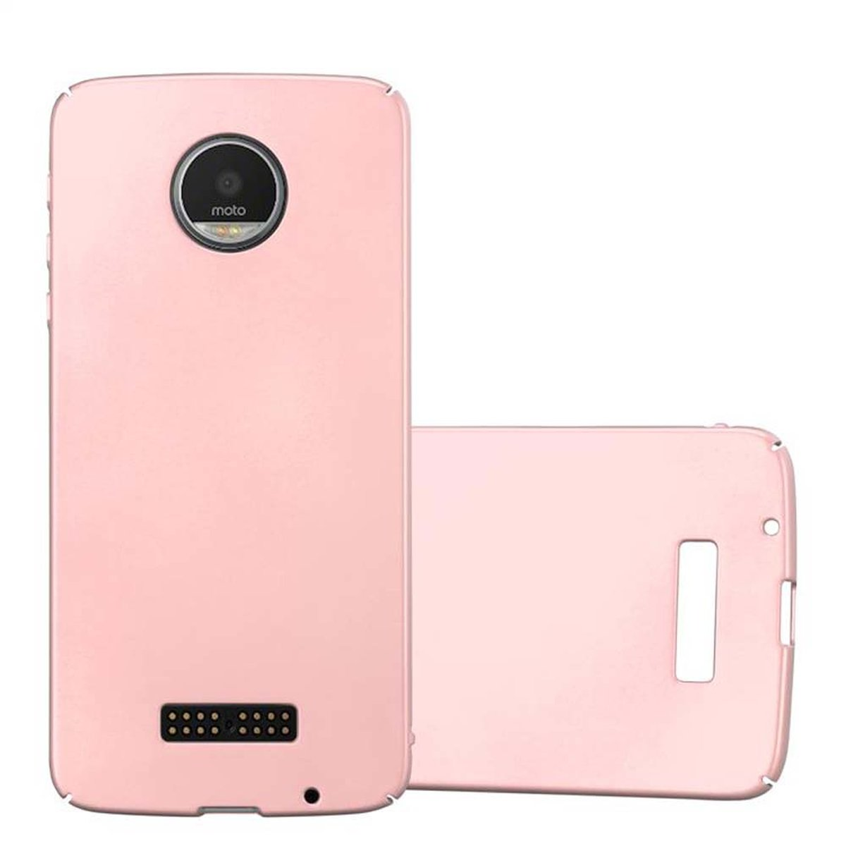 CADORABO Hülle im Hard Case METALL GOLD Backcover, MOTO Z, ROSÉ Motorola, Style, Metall Matt