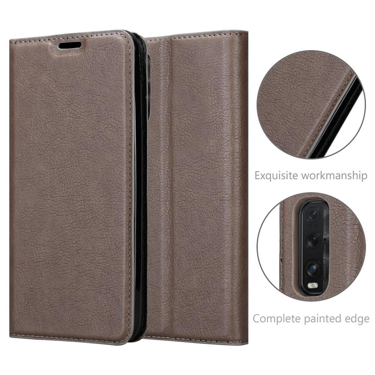 X2, FIND Book Bookcover, Oppo, BRAUN CADORABO Magnet, Hülle Invisible KAFFEE