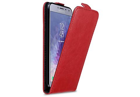 carcasa de móvil  - Funda flip cover para Móvil - Carcasa protección resistente de estilo Flip CADORABO, Samsung, Galaxy J4 2018, rojo manzana