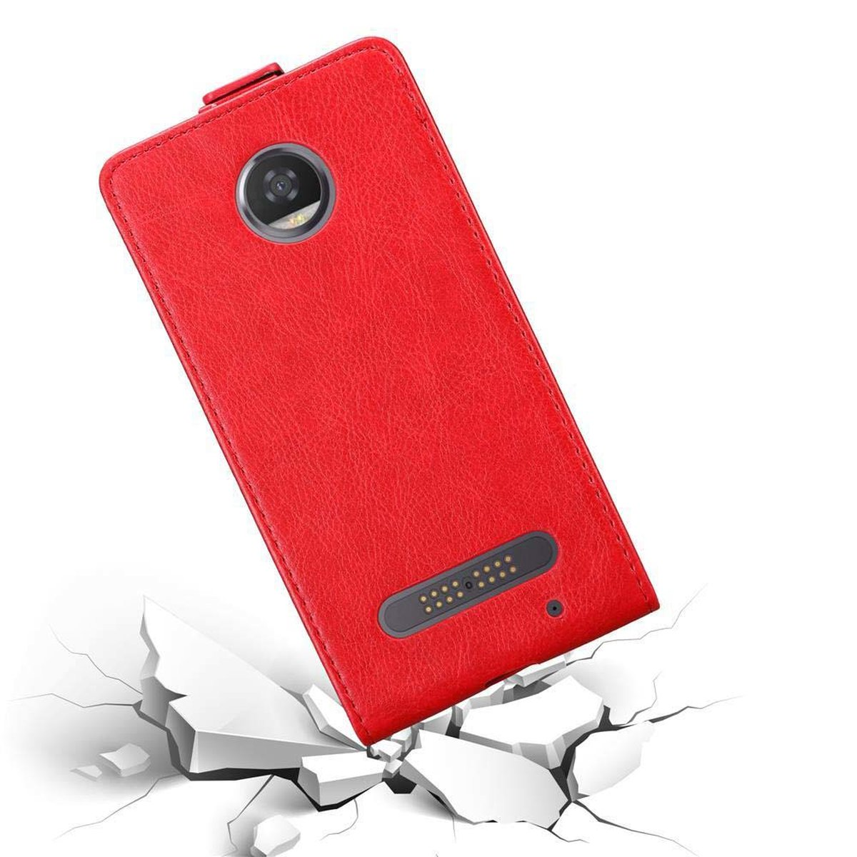 Z2, CADORABO Flip Flip Hülle Style, ROT im MOTO Motorola, APFEL Cover,