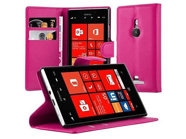 CADORABO Book Hülle Standfunktion, Bookcover, Nokia, Lumia 925, CHERRY PINK