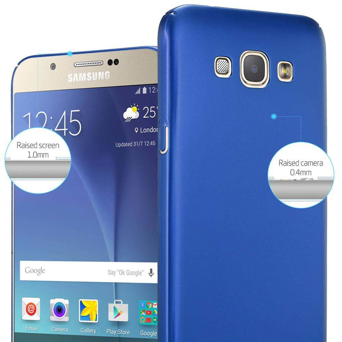 CADORABO Hülle im Hard Case A8 METALL Galaxy Backcover, BLAU 2015, Samsung, Style, Metall Matt