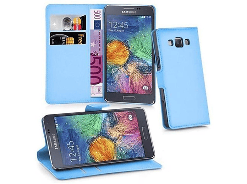 CADORABO 2015, Galaxy Bookcover, BLAU A7 PASTELL Book Hülle Samsung, Standfunktion,