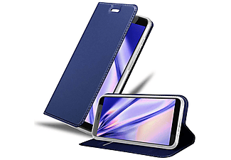 carcasa de móvil  - Funda libro para Móvil - Carcasa protección resistente de estilo libro CADORABO, HTC, Desire 12, classy azul oscuro