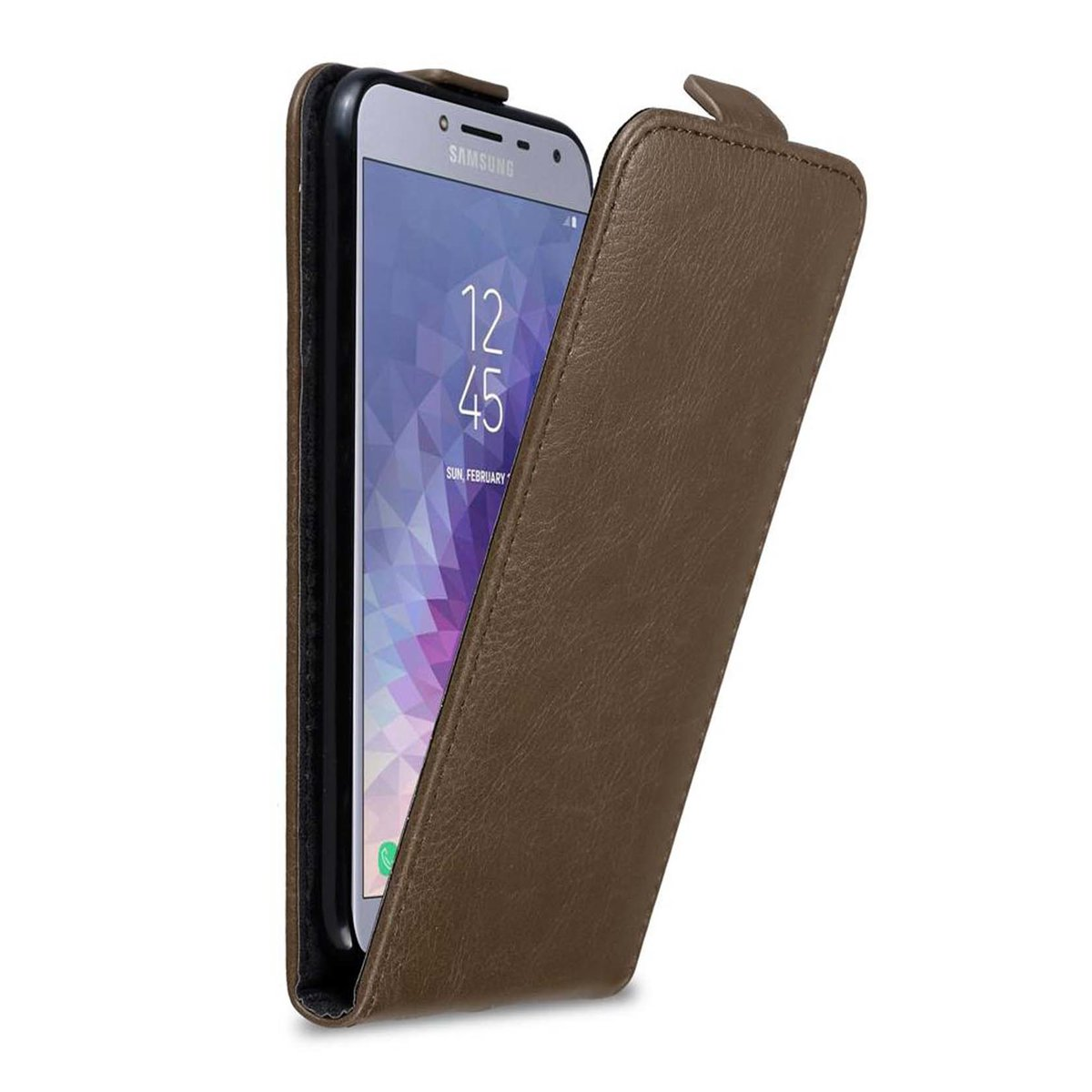 CADORABO Hülle im Samsung, Style, Flip Flip Galaxy KAFFEE BRAUN 2018, J4 Cover