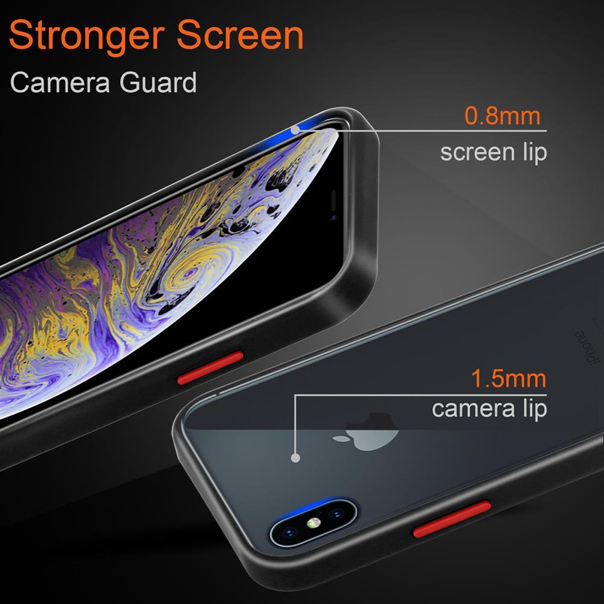 - Hybrid Apple, XS iPhone Hülle Tasten Schutzhülle MAX, Rückseite, matter Rote TPU Backcover, CADORABO und Silikon Matt mit Schwarz Innenseite Kunststoff