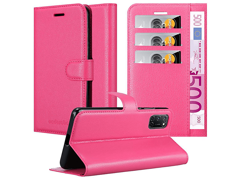 CADORABO Book Hülle Standfunktion, Bookcover, Oppo, A92, CHERRY PINK