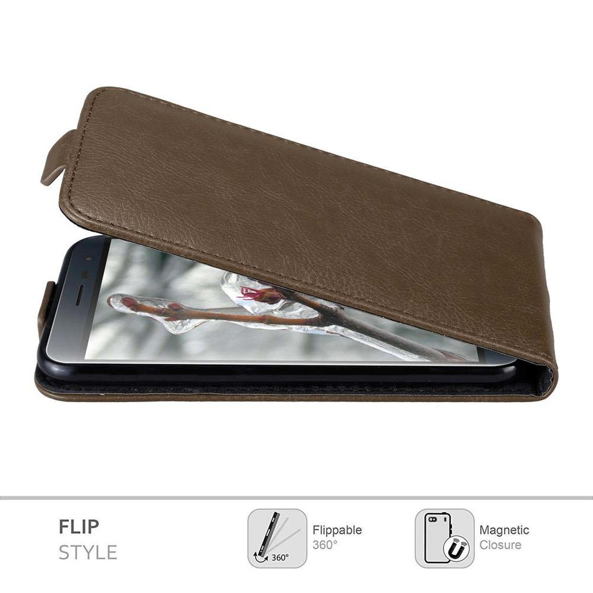ZenFone im Asus, CADORABO Hülle Zoll), (5.2 Style, Cover, BRAUN KAFFEE Flip Flip 3