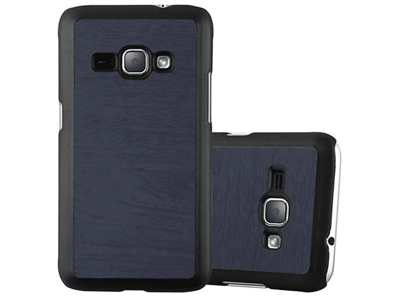 Hülle CADORABO Woody BLAU WOODY Hard J1 Galaxy Case Backcover, Style, 2016, Samsung,