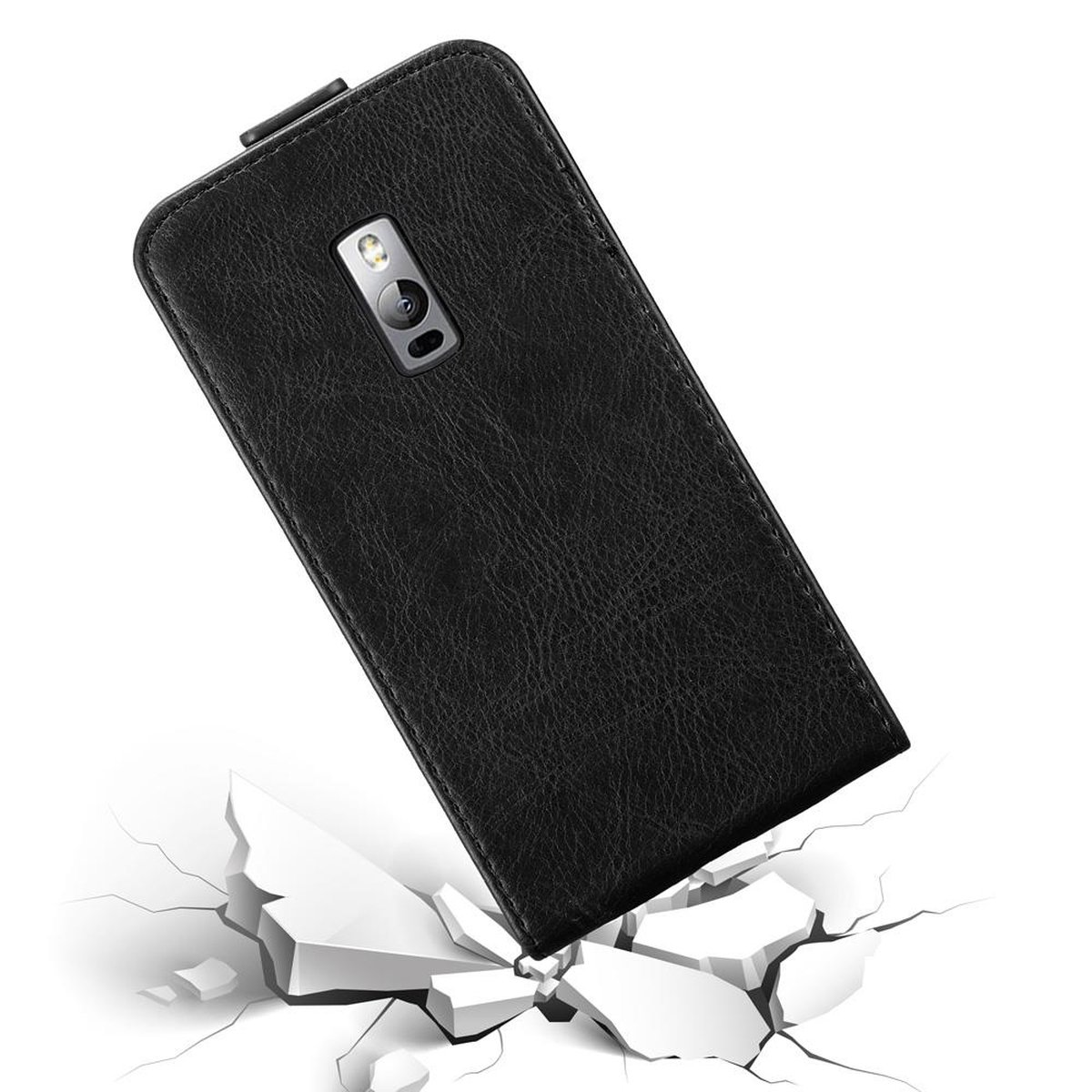 CADORABO Hülle im Style, Flip SCHWARZ 2, OnePlus, Flip Cover, NACHT