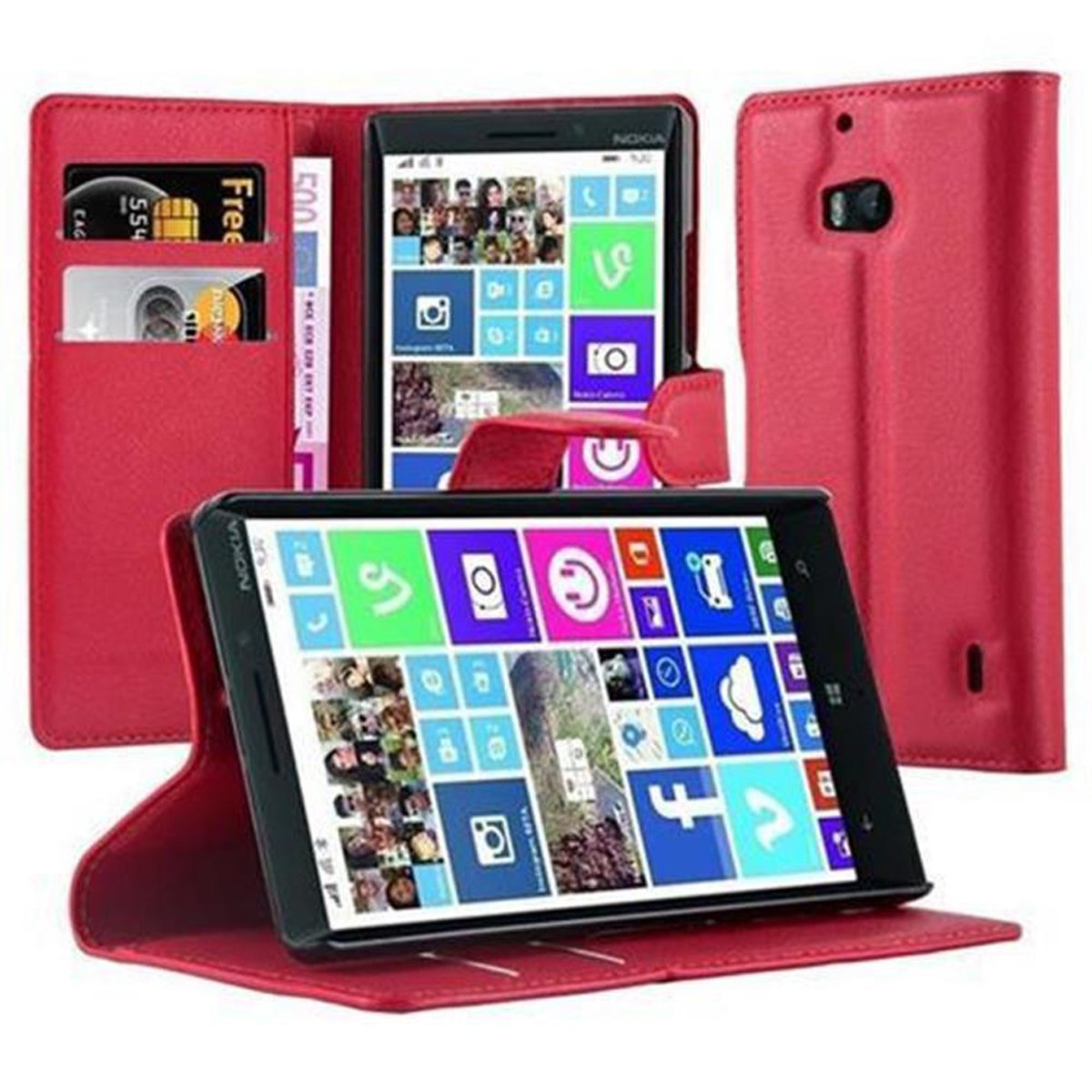 KARMIN Lumia Bookcover, CADORABO Nokia, ROT Book Standfunktion, 930, Hülle 929 /