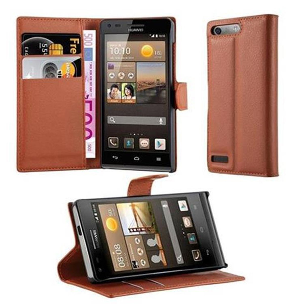 Huawei, BRAUN SCHOKO Hülle Standfunktion, ASCEND Book CADORABO Bookcover, G6,