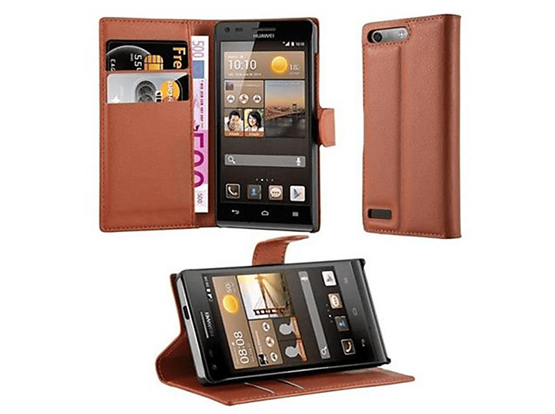 CADORABO Book Hülle Standfunktion, G6, ASCEND SCHOKO Bookcover, Huawei, BRAUN