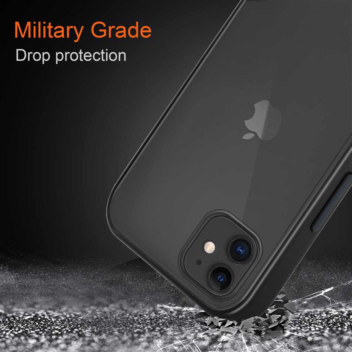 Schwarz Backcover, TPU Innenseite Kunststoff Apple, Hybrid mit matter CADORABO 11, Rückseite, Hülle iPhone Silikon Schutzhülle und Matt