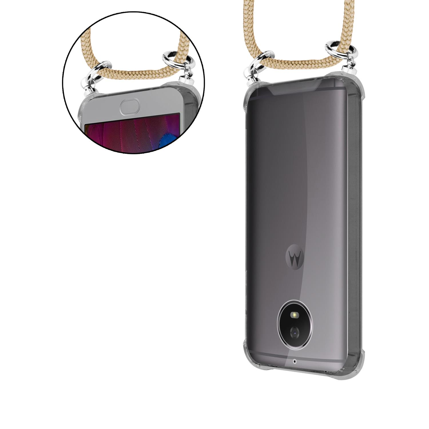 CADORABO TPU Handy Kette SILBER, Backcover, Motorola, MOTO G5S, GLÄNZEND BRAUN