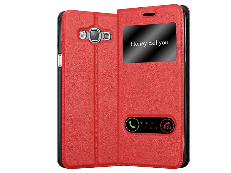 Galaxy View Hülle, A8 Book CADORABO ROT Samsung, 2015, Bookcover, Doppelfenster SAFRAN