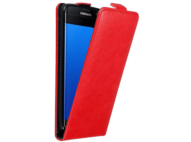 CADORABO Hülle APFEL Cover, im Samsung, Flip ROT Style, Galaxy S7 Flip EDGE