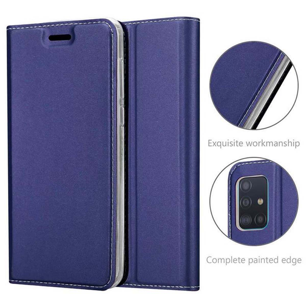 Samsung, Bookcover, Handyhülle BLAU CADORABO Style, A51 4G / Classy Book CLASSY M40s, Galaxy DUNKEL