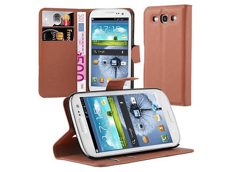 CADORABO Book Hülle Galaxy S3 Standfunktion, SCHOKO Bookcover, BRAUN Samsung, S3 NEO, 