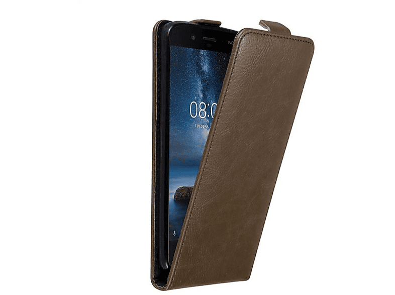 2017, CADORABO Nokia, Flip Hülle BRAUN 8 im KAFFEE Cover, Style, Flip