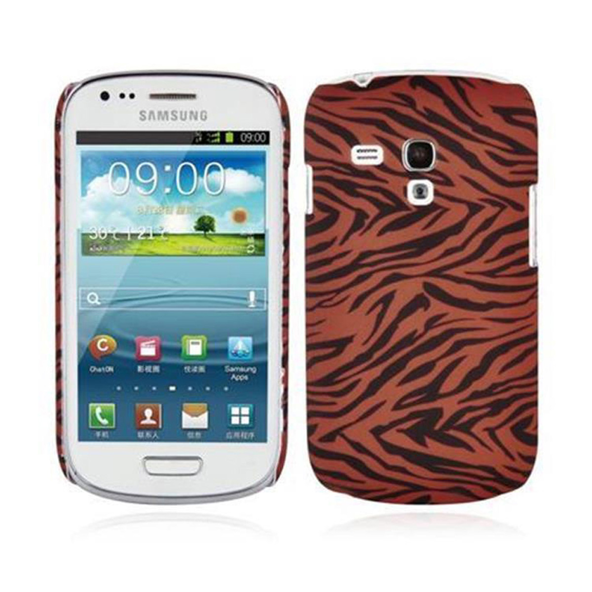 CADORABO Hülle Hard S3 Case Samsung, trendigen Backcover, BROWN Galaxy Design, TIGER MINI, im Schutzhülle