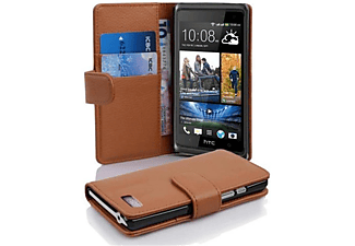 carcasa de móvil  - Funda libro para Móvil - Carcasa protección resistente de estilo libro CADORABO, HTC, DESIRE 600, 80 cognac