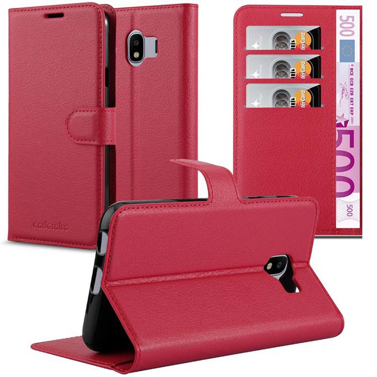 J4 KARMIN 2018, Samsung, Hülle Galaxy CADORABO Standfunktion, ROT Bookcover, Book