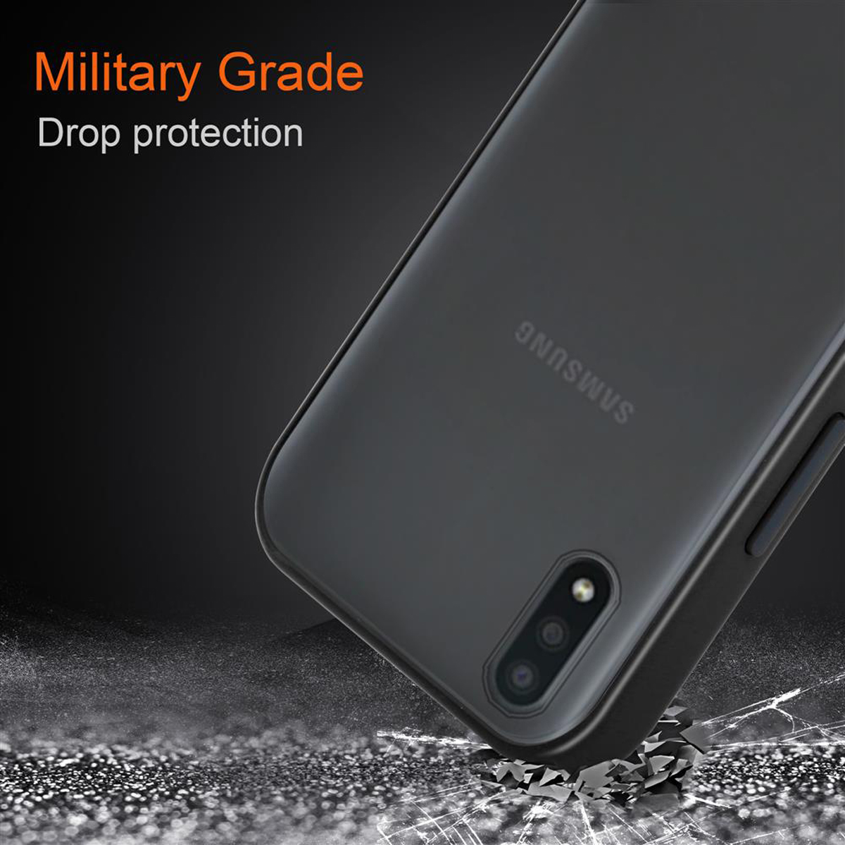 A01, Samsung, CADORABO und Innenseite Backcover, Schutzhülle Silikon Hybrid TPU Galaxy Schwarz matter mit Matt Rückseite, Kunststoff Hülle