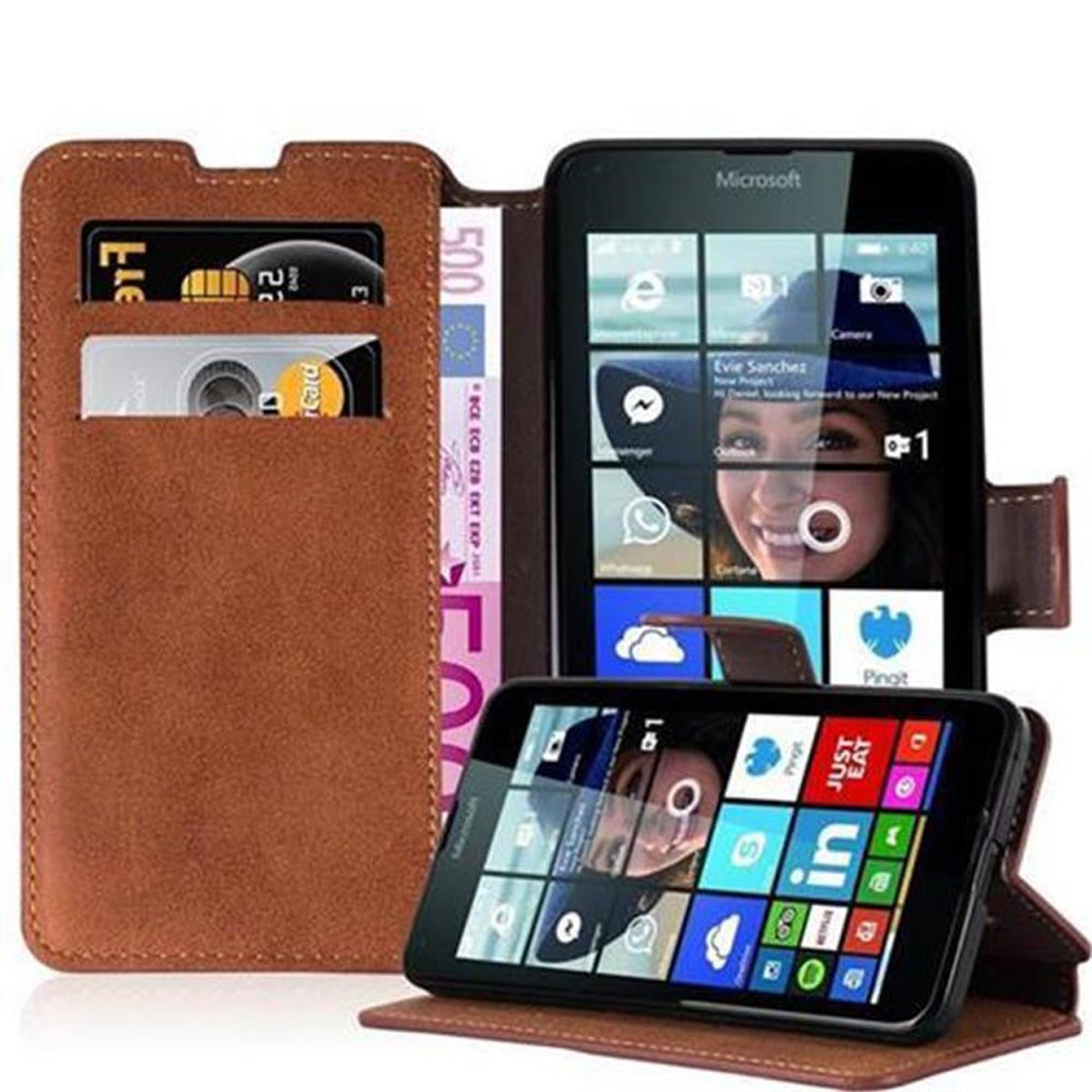 CADORABO Schutzhülle im Retro 640, BRAUN Design, Nokia, Lumia Bookcover, MATT