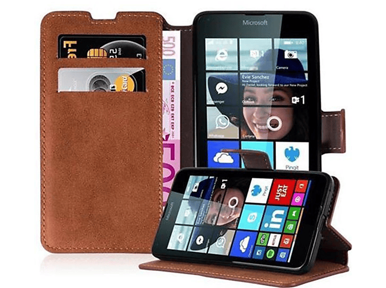 Schutzhülle Design, 640, BRAUN MATT Retro Bookcover, CADORABO im Lumia Nokia,