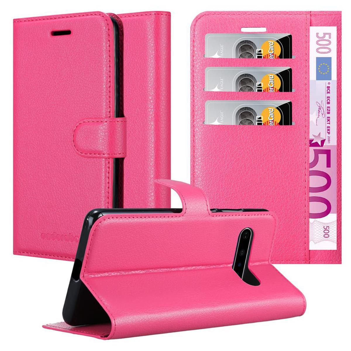 CADORABO V60 CHERRY Hülle Standfunktion, PINK Bookcover, LG, ThinQ, Book