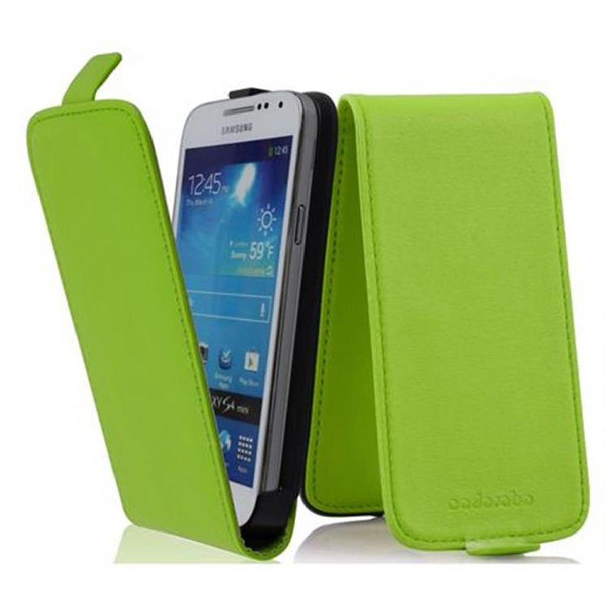 Samsung, Handyhülle Flip S4 Style, CADORABO GIFT im Galaxy Cover, GRÜN Flip MINI,