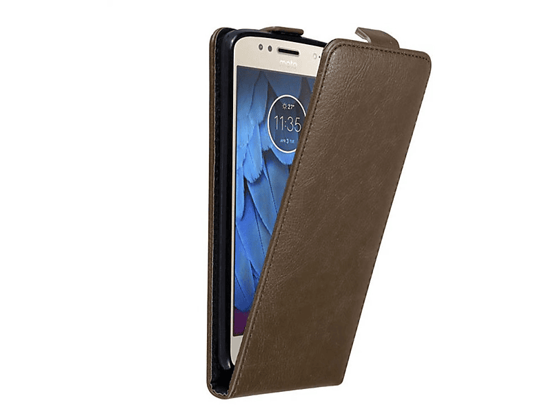 Preisgünstig CADORABO Hülle im Flip BRAUN Cover, Flip MOTO Motorola, Style, G5S, KAFFEE