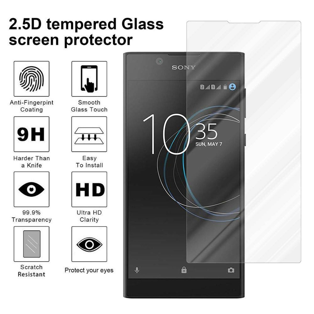 L1) Schutzfolie(für Xperia Sony Glas Schutzglas Tempered CADORABO