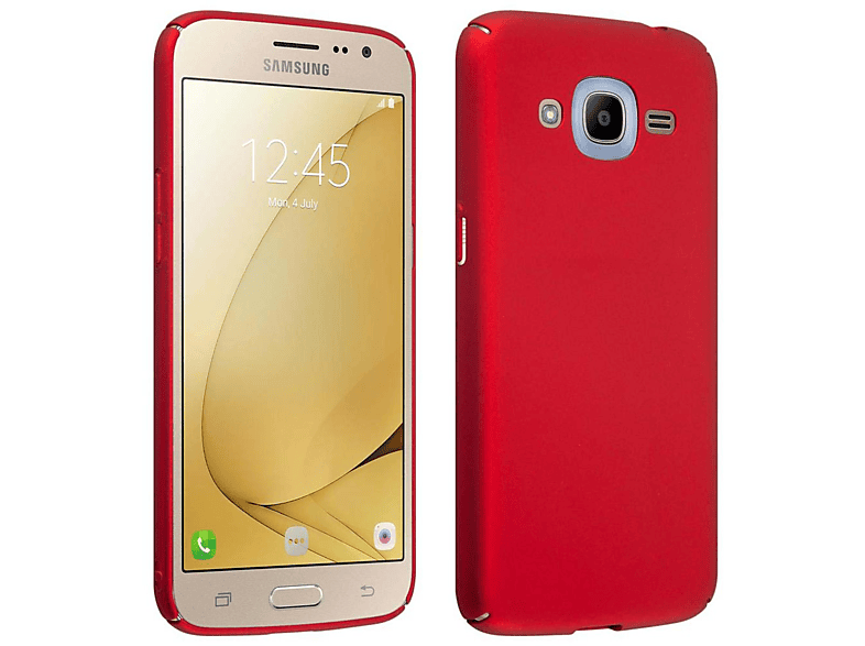 CADORABO Case METALL Galaxy Hülle Samsung, Hard ROT J2 2016, Style, Backcover, Metall im Matt