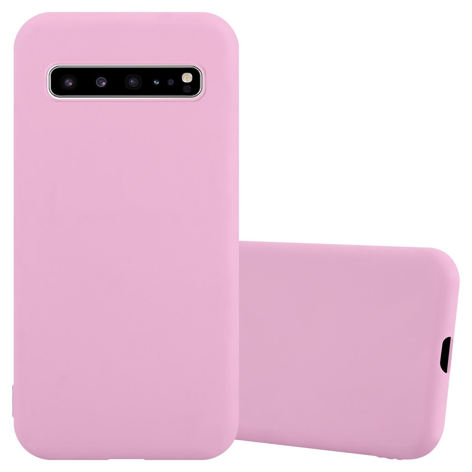 Due custodie per telefono rosa. Le custodie sono una accanto all'altra.