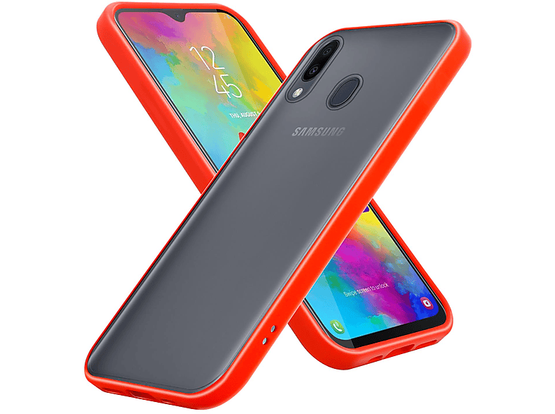 CADORABO Tasten Rot TPU M20, Hülle Innenseite Galaxy mit Rückseite, Silikon Hybrid Samsung, Backcover, matter - Kunststoff Matt Schwarze Schutzhülle und