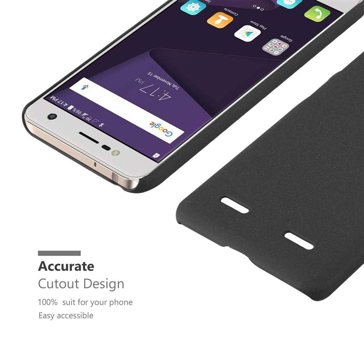 Telefono accanto a una custodia. Il telefono mostra un'interfaccia Google. Testo: Design di ritaglio accurato.