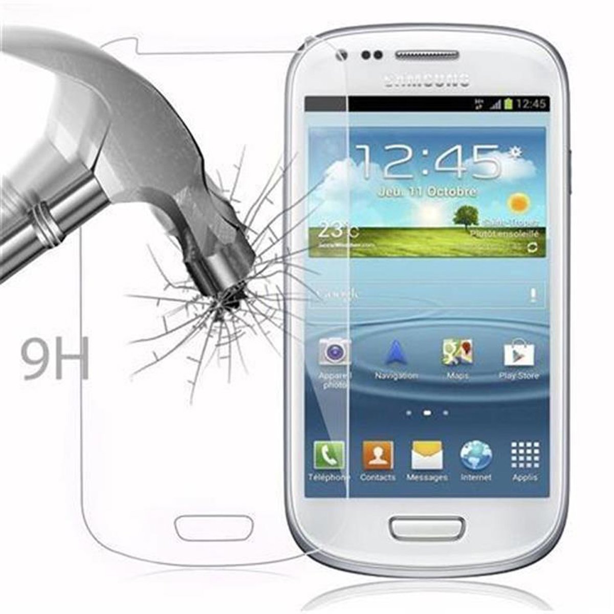 CADORABO Schutzglas Tempered Glas Galaxy Schutzfolie(für MINI) S3 Samsung