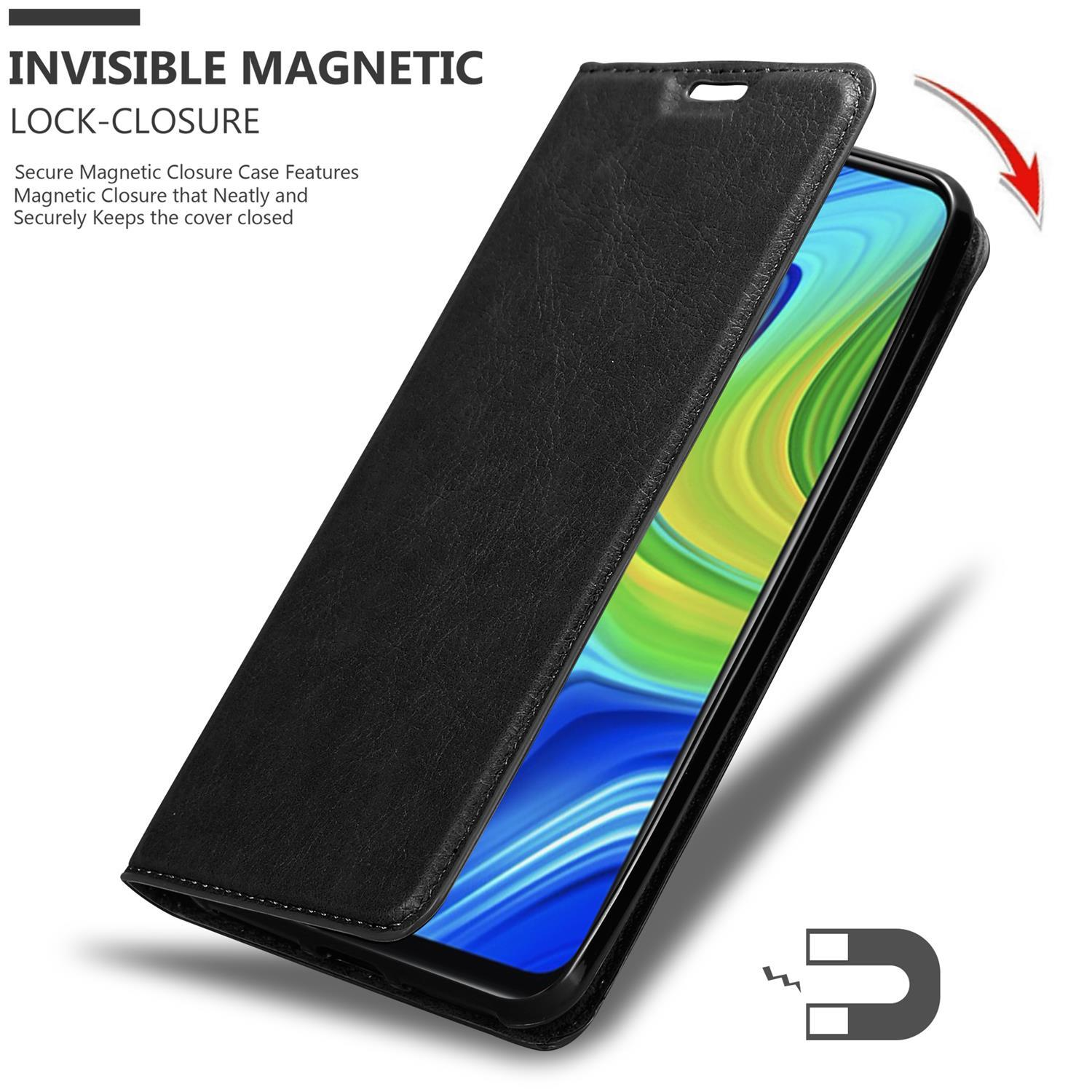 CADORABO Book Hülle Invisible Magnet, Xiaomi, SCHWARZ Bookcover, NOTE NACHT RedMi 9