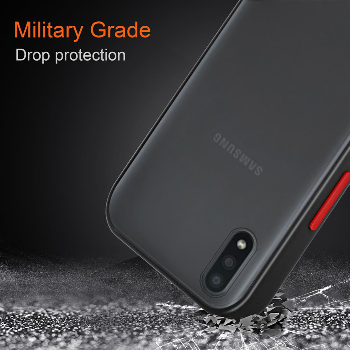 A01, Silikon Hülle TPU Rote Rückseite, CADORABO Matt Backcover, matter Kunststoff Samsung, Schutzhülle und Hybrid - Schwarz Galaxy Tasten Innenseite mit
