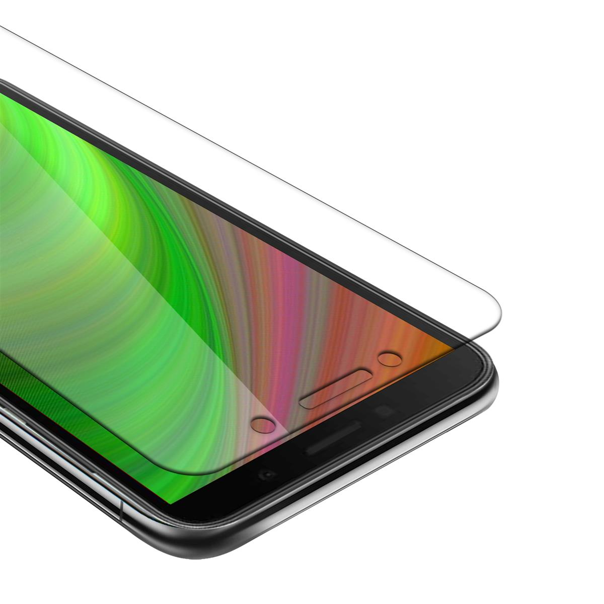 Smartphone con protezione schermo in vetro applicata.