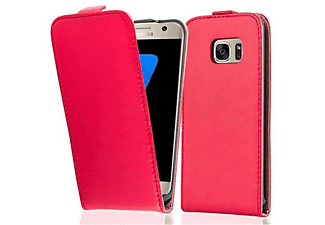 carcasa de móvil Funda flip cover para Móvil - Carcasa protección resistente de estilo Flip;CADORABO, Samsung, Galaxy S7, rojo de chile