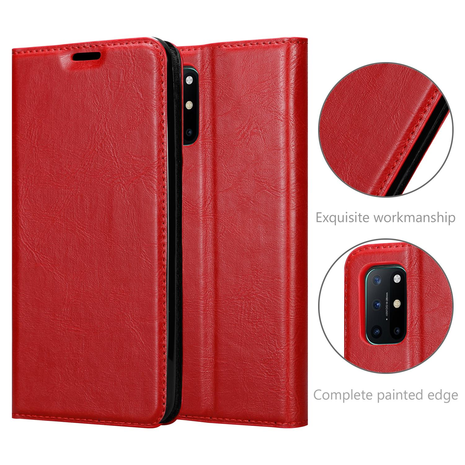 CADORABO Book Hülle Invisible 8T, ROT Magnet, Bookcover, OnePlus, APFEL
