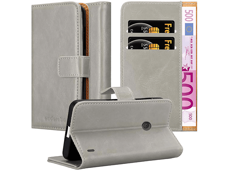 CADORABO Hülle Luxury Book Style, Bookcover, Nokia, Lumia 520 / 521, CAPPUCCINO BRAUN