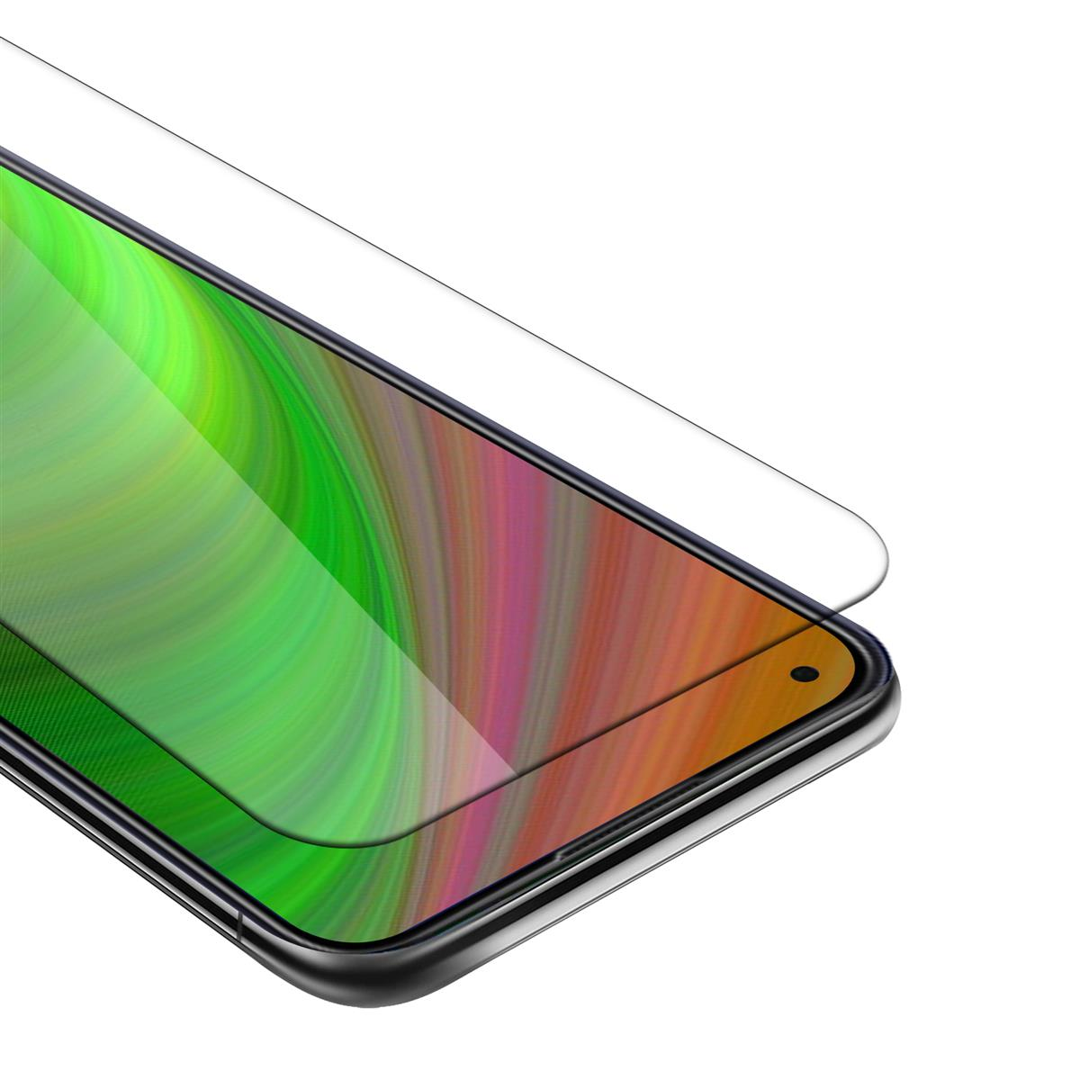 Uno smartphone con una protezione per lo schermo applicata. Lo schermo ha una sfumatura di colore.