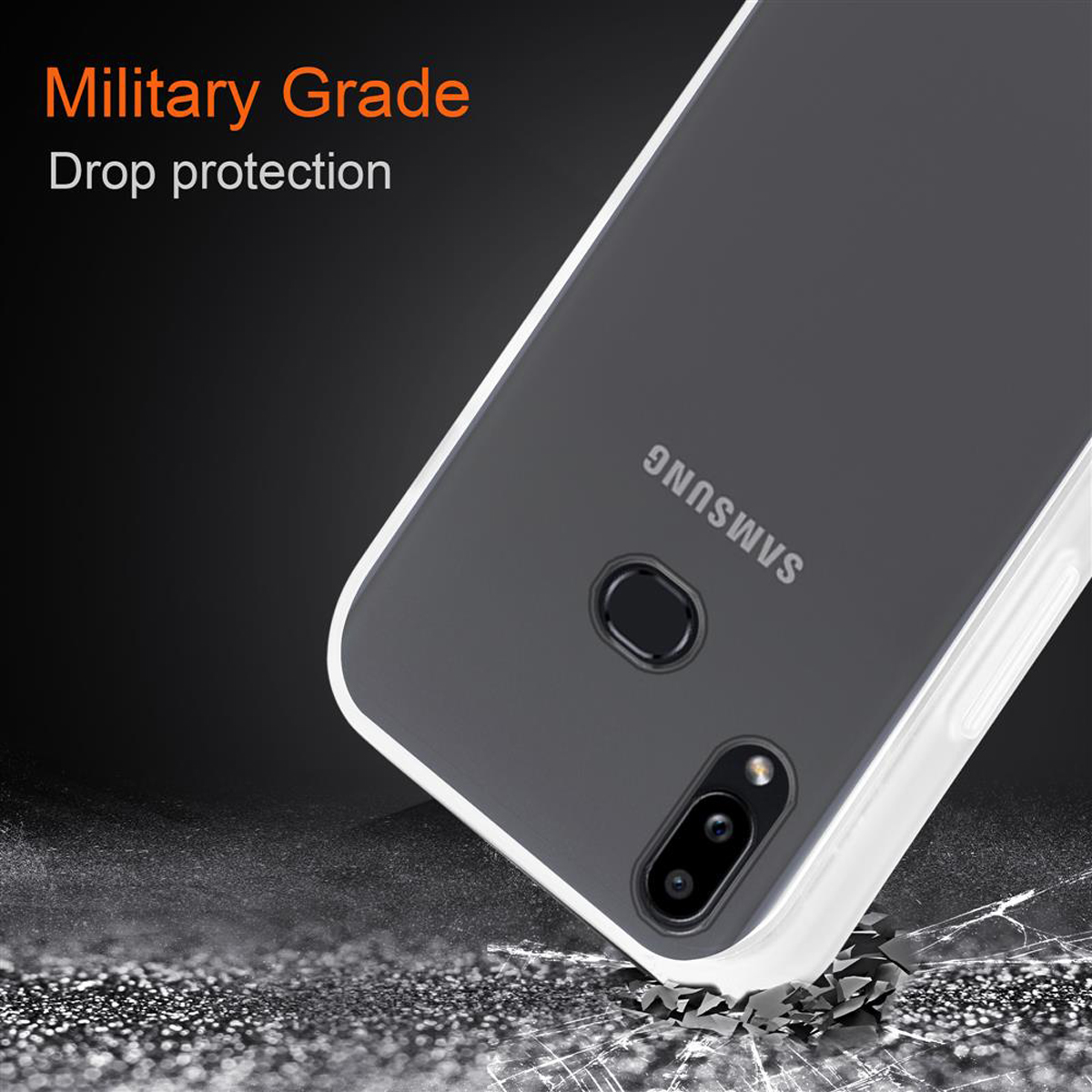 CADORABO Hülle Samsung, Galaxy Innenseite Hybrid A10s M01s, Backcover, Kunststoff Silikon / matter Schutzhülle Rückseite, Transparent und Matt TPU mit